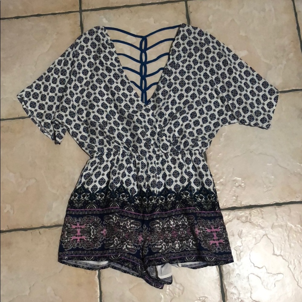 Lulu’s romper floral print strappy back NEW